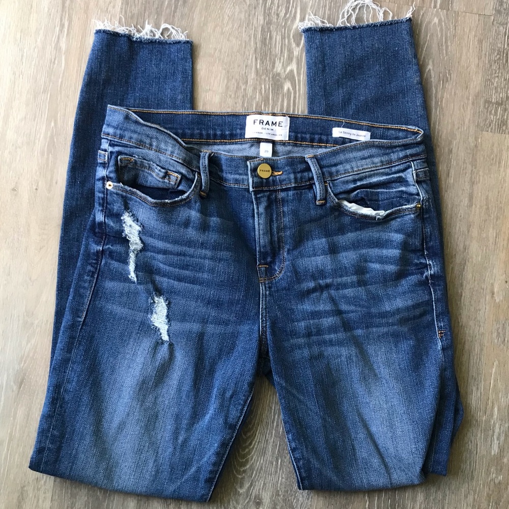 Frame Denim Le Skinny de Jeanne Arenas Distressed